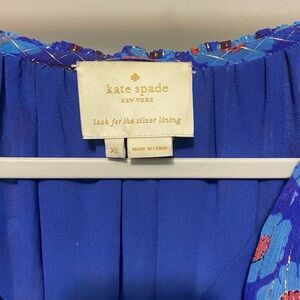 Kate Spade Floral Dress Womens Size XL Blue Tangier Chiffon Sleeveless Silk